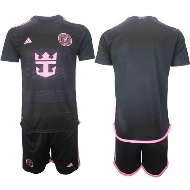 Mens Inter Miami CF Blank 2024-25 Black Away Soccer Jersey Suit->->Custom Jersey